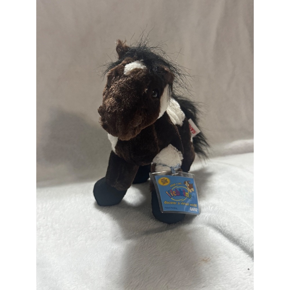 Ganz Webkinz Pinto Horse Plush Stuffed Animal with Sealed Code HM147 Brown White